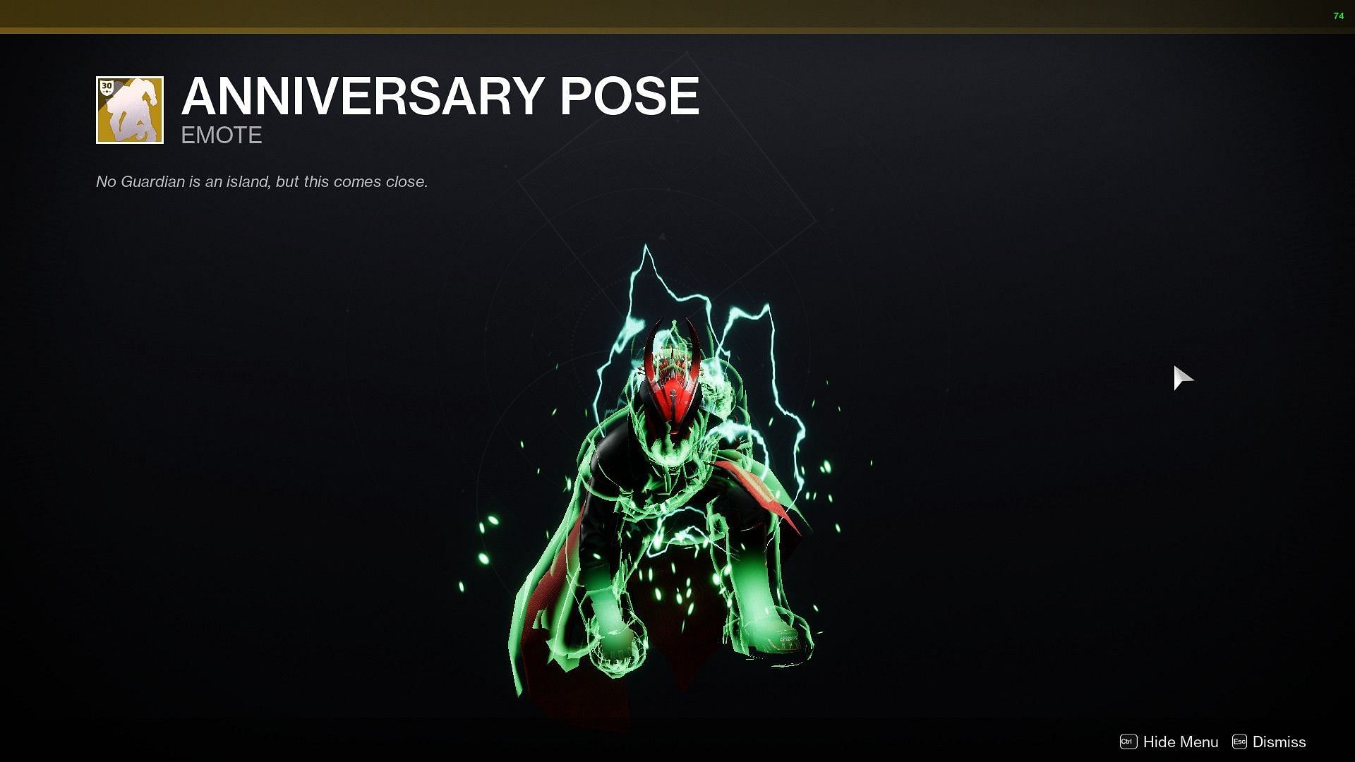 Anniversary pose in Destiny 2 (Image via Bungie)