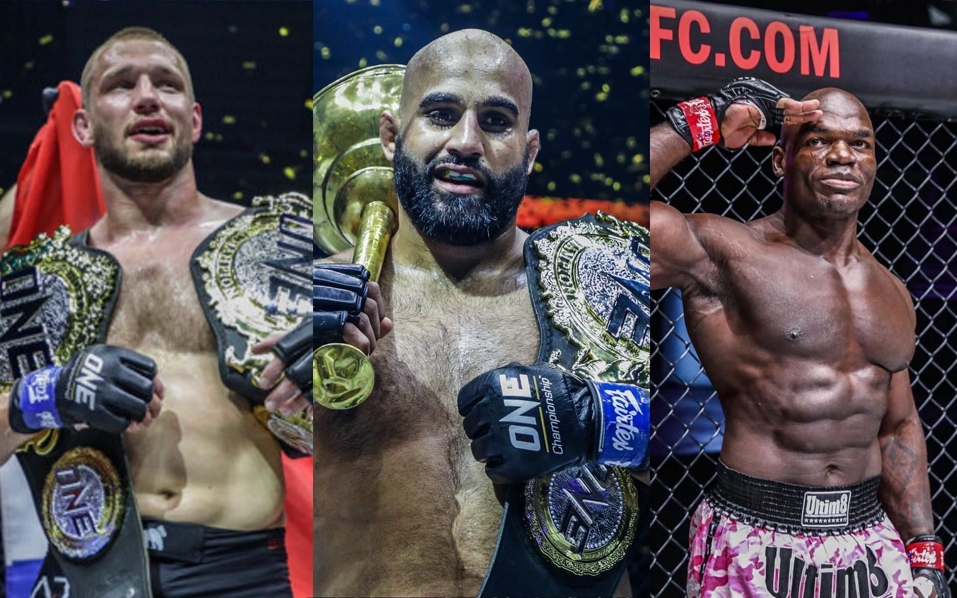 Reinier De Ridder (Left), Arjan Bhullar (Center), and Alain Ngalani (Right) | [Photos: ONE Championship]