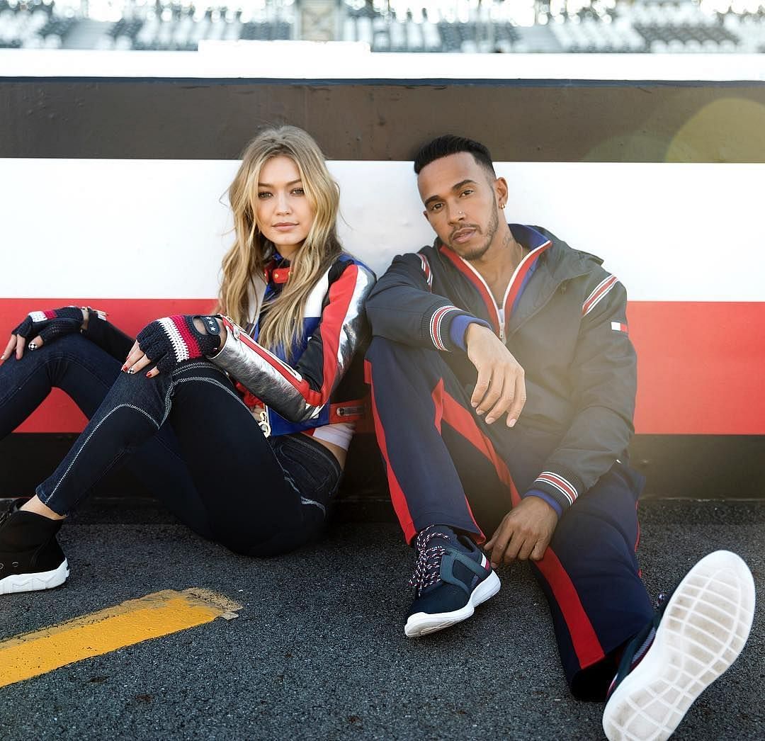 Gigi Hadid and Lewis Hamilton in Tommy Hilfiger apparel. Taken from @Lewishamilton on Instagram.