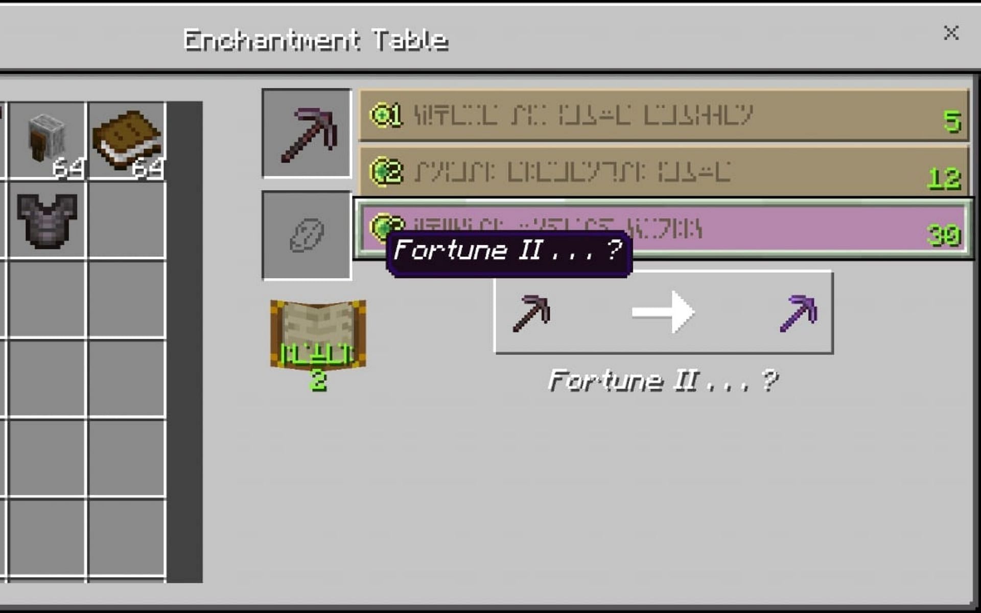 Fortune pickaxe is great when mining initially as it increases the drop rate of the ores (Image via Minecraft)