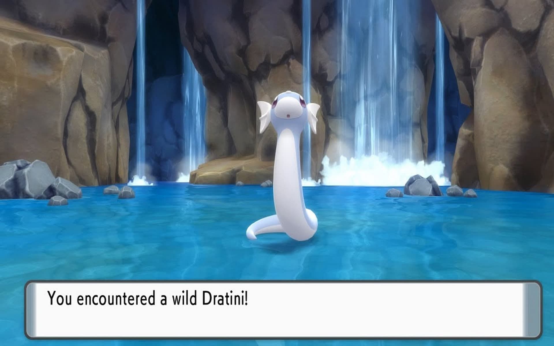 A wild Dratini in Pokemon Brilliant Diamond and Shining Pearl. (Image via ILCA)