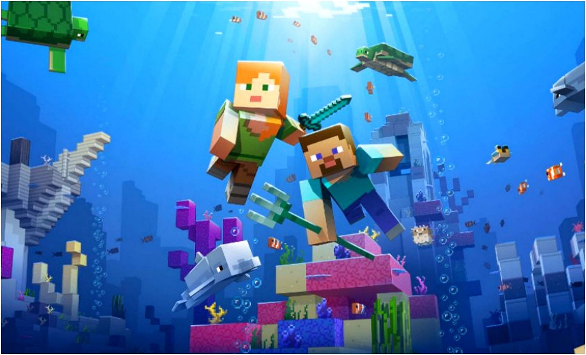 The Update Aquatic introduced the Trident (Image via Minecraft)