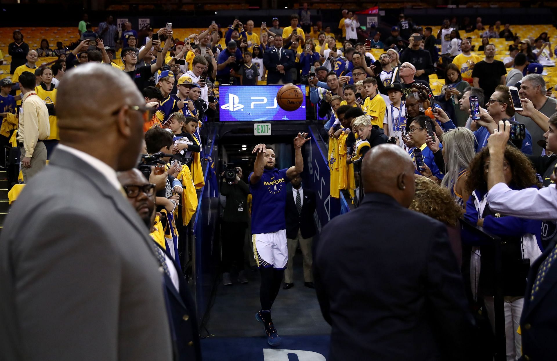Steph Curry of the Golden State Warriors during pregame warmups.