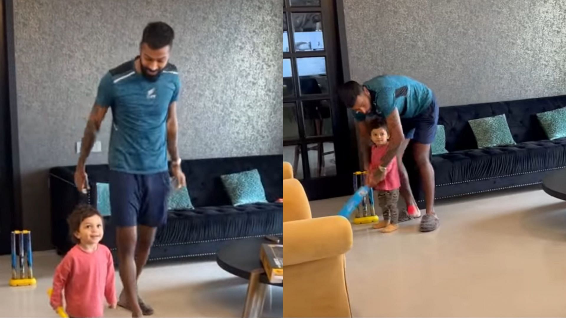 Hardik Pandya played cricket with son Agastya at the &#039;Pandya Stadium&#039; on Boxing Day