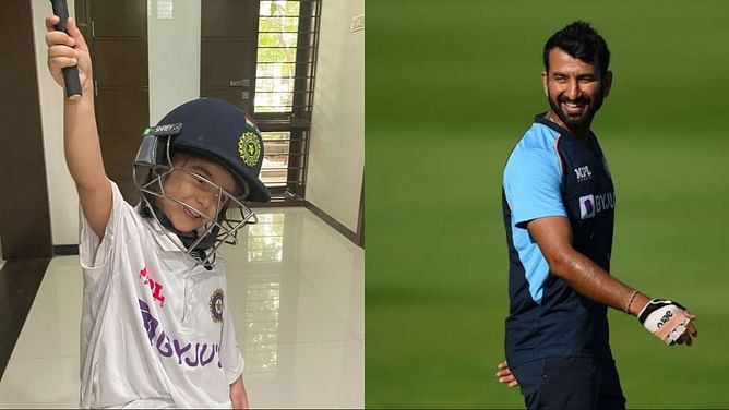 "Little one dressed up like Dad" - Cheteshwar Pujara posts adorable photo of daughter ahead of India vs New Zealand 2021 2nd Test