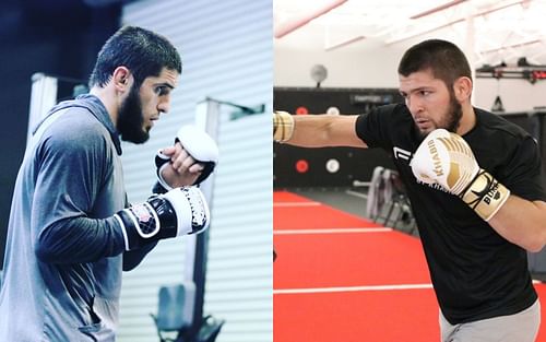 Islam Makhachev (left) and Khabib Nurmagomedov (right) [Image courtesy: @islam_makhachev and @khabib_nurmagomedov]