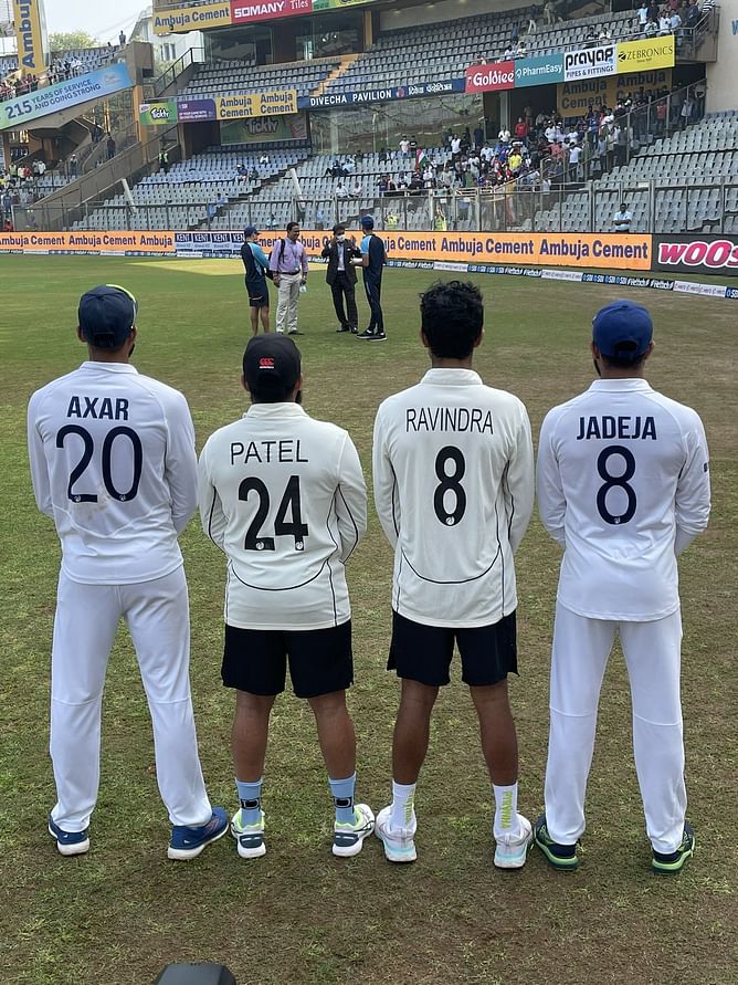 A picture is worth a thousand words - Ravichandran Ashwin captures Axar Patel, Ravindra Jadeja, Ajaz Patel, and Rachin Ravindra in unique snap