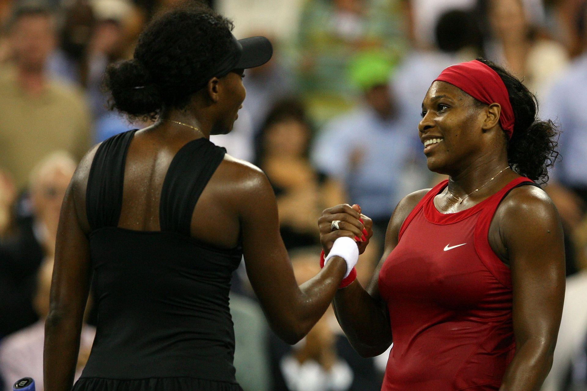 Venus and Serena Williams at the 2008 U.S. Open.