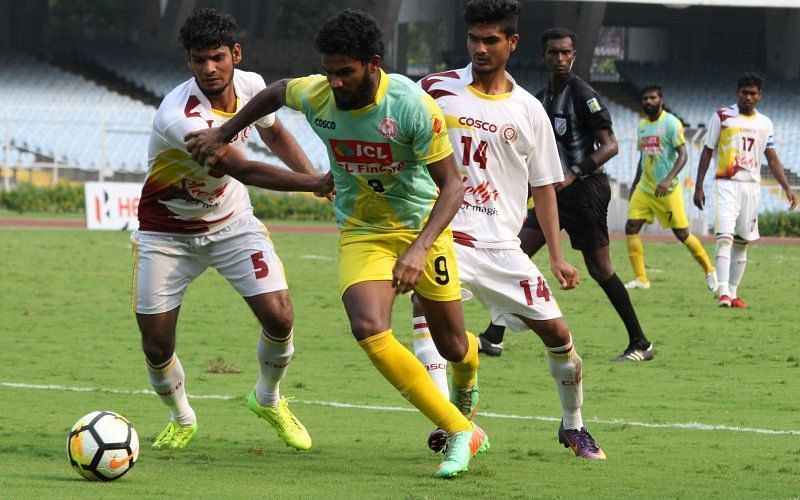 Domestic players in action in an earlier match. (Image Courtesy: AIFF Media)