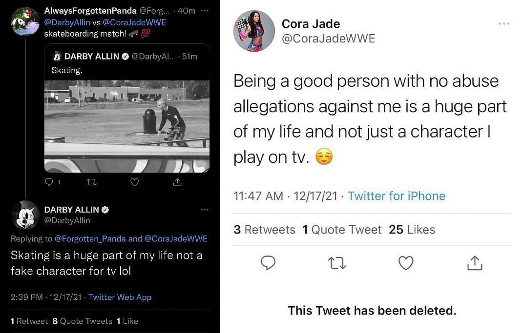 Darby Allin and Cora Jade exchange shots on Twitter