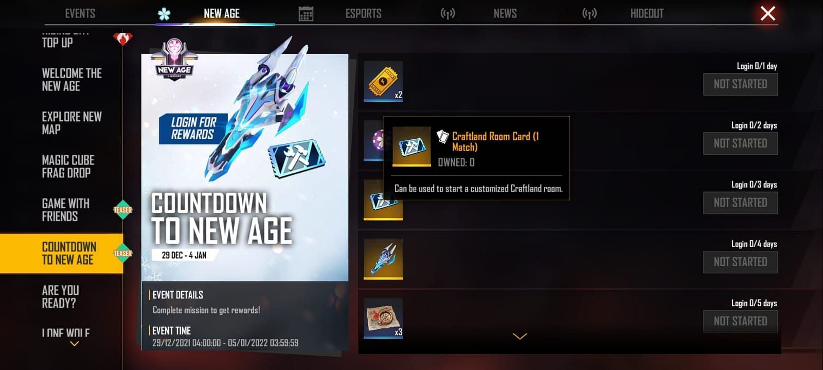 Free Room Card that players can claim by logging in (Image via Free Fire)
