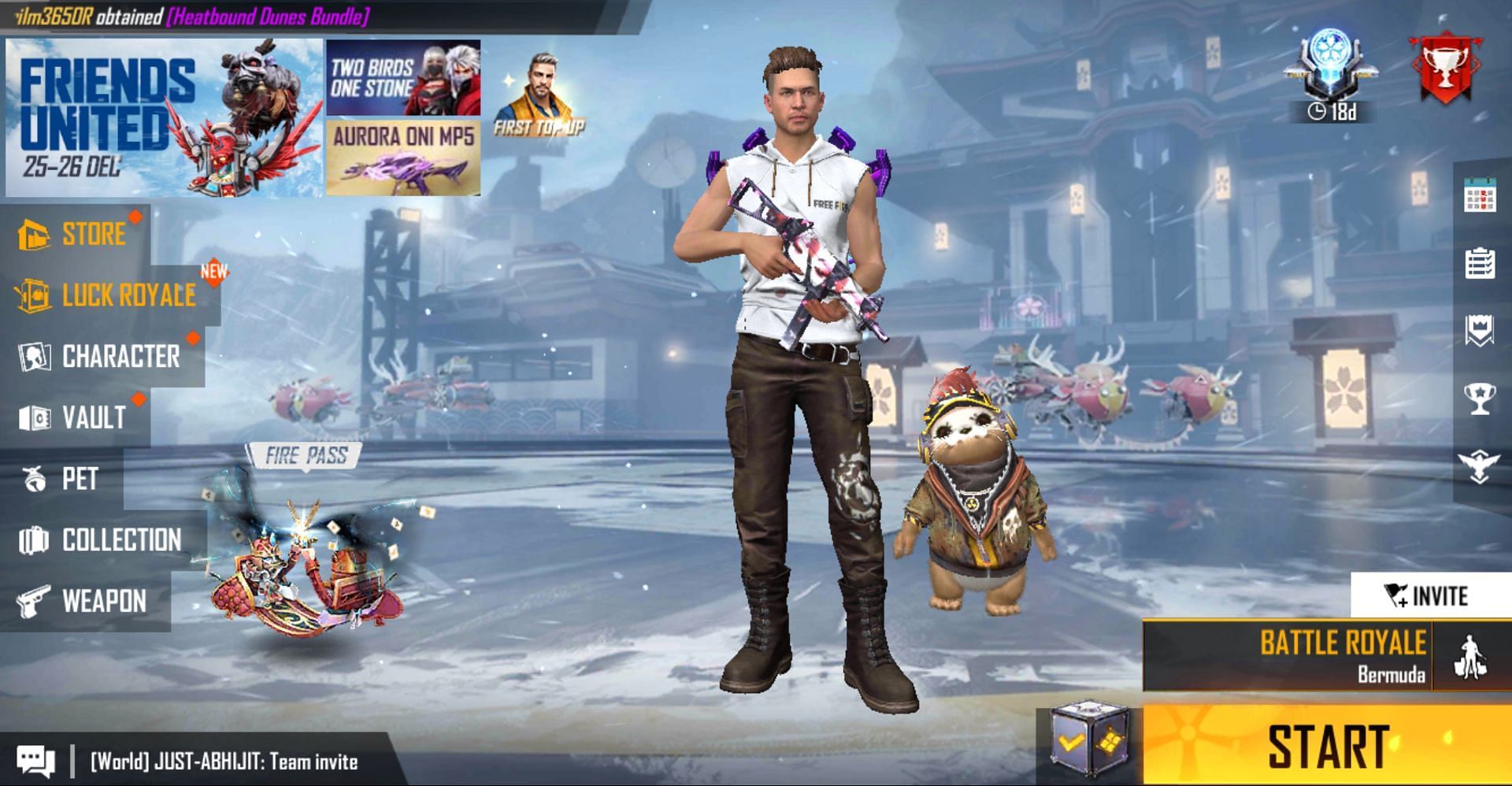 Click the calendar option to open the events (Image via Free Fire)
