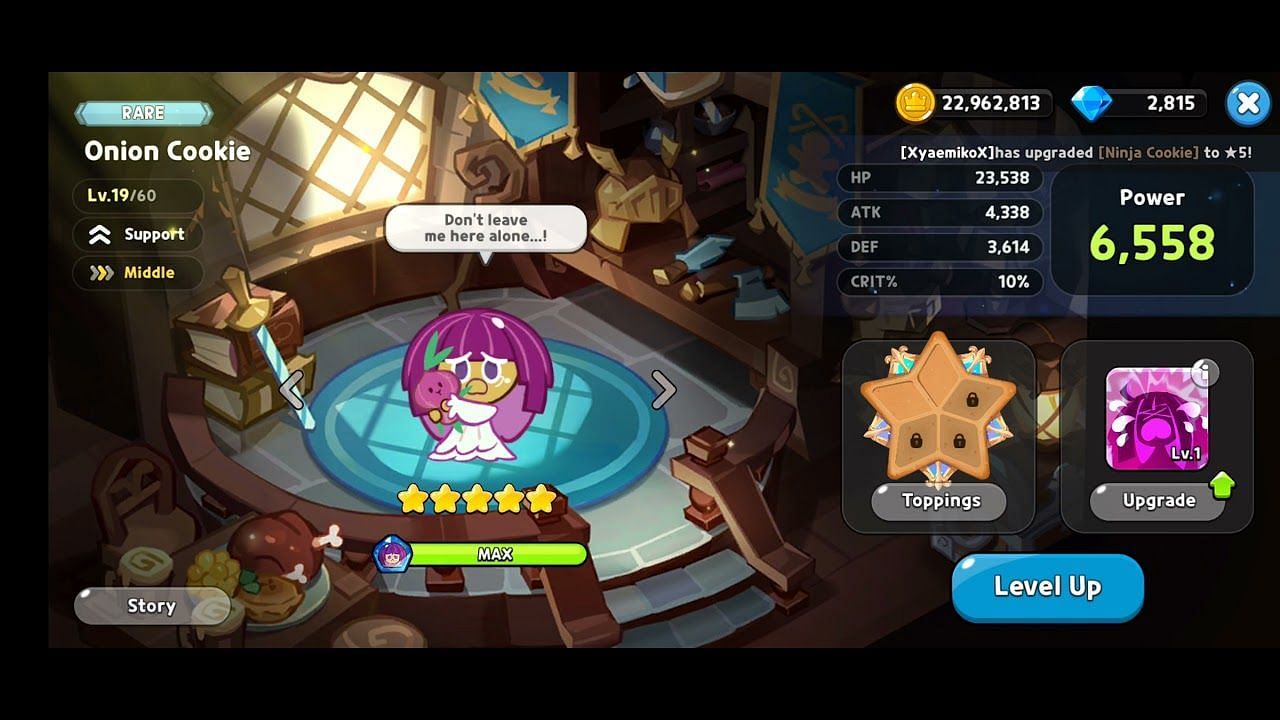 Onion Cookie&#039;s skill Unstoppable Tears (Image via YouTube)