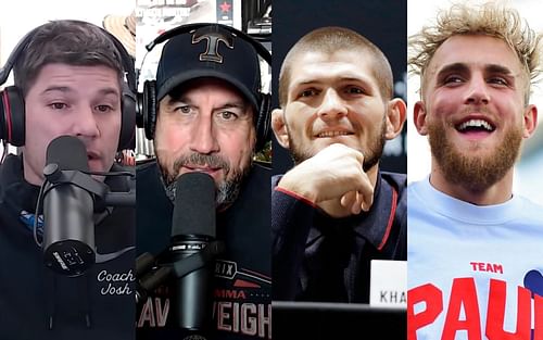 From L-R: Josh Thomson, John McCarthy, Khabib Nurmagomedov, and Jake Paul