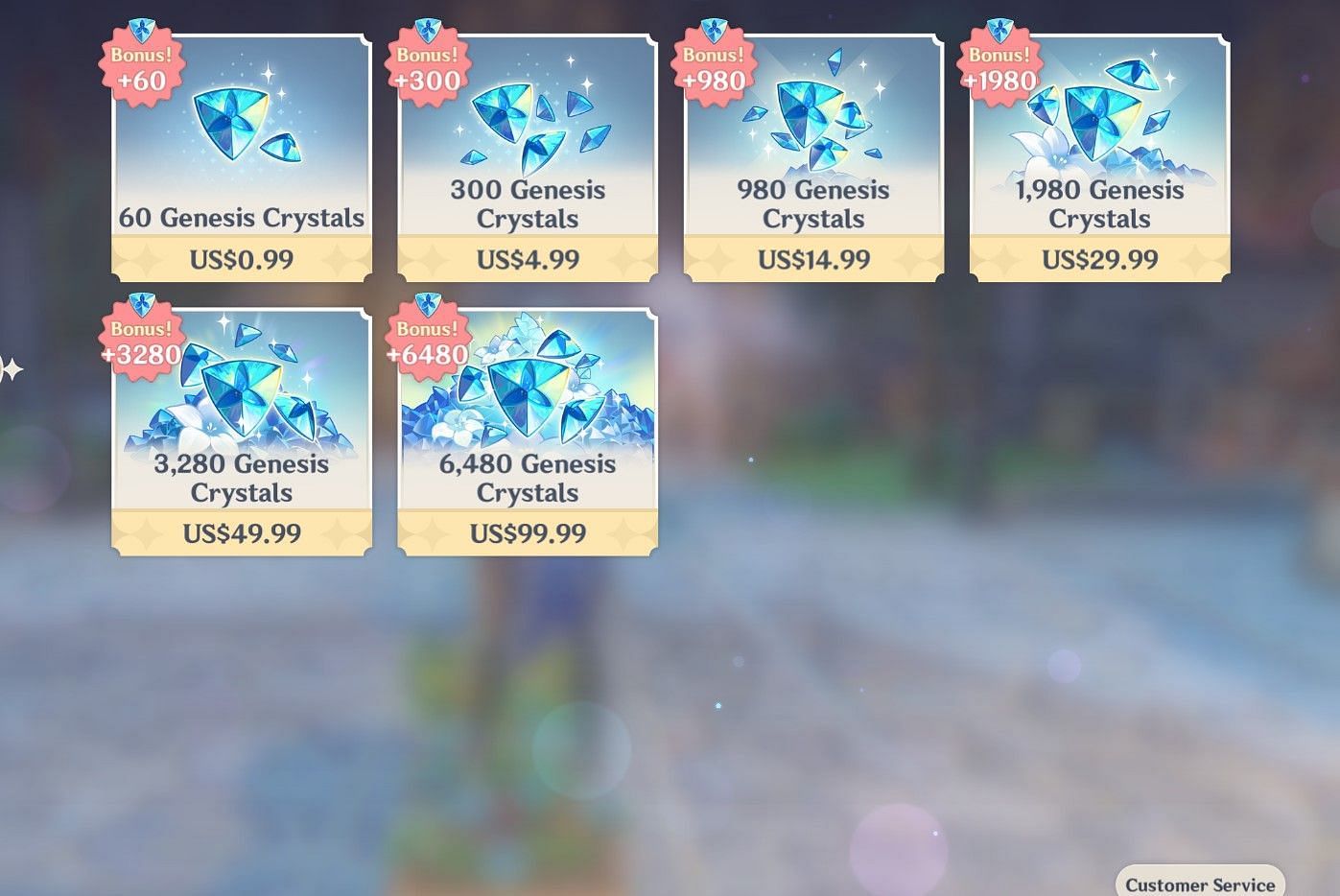What the Genesis Crystals are priced at in the USA (Image via Genshin Impact)