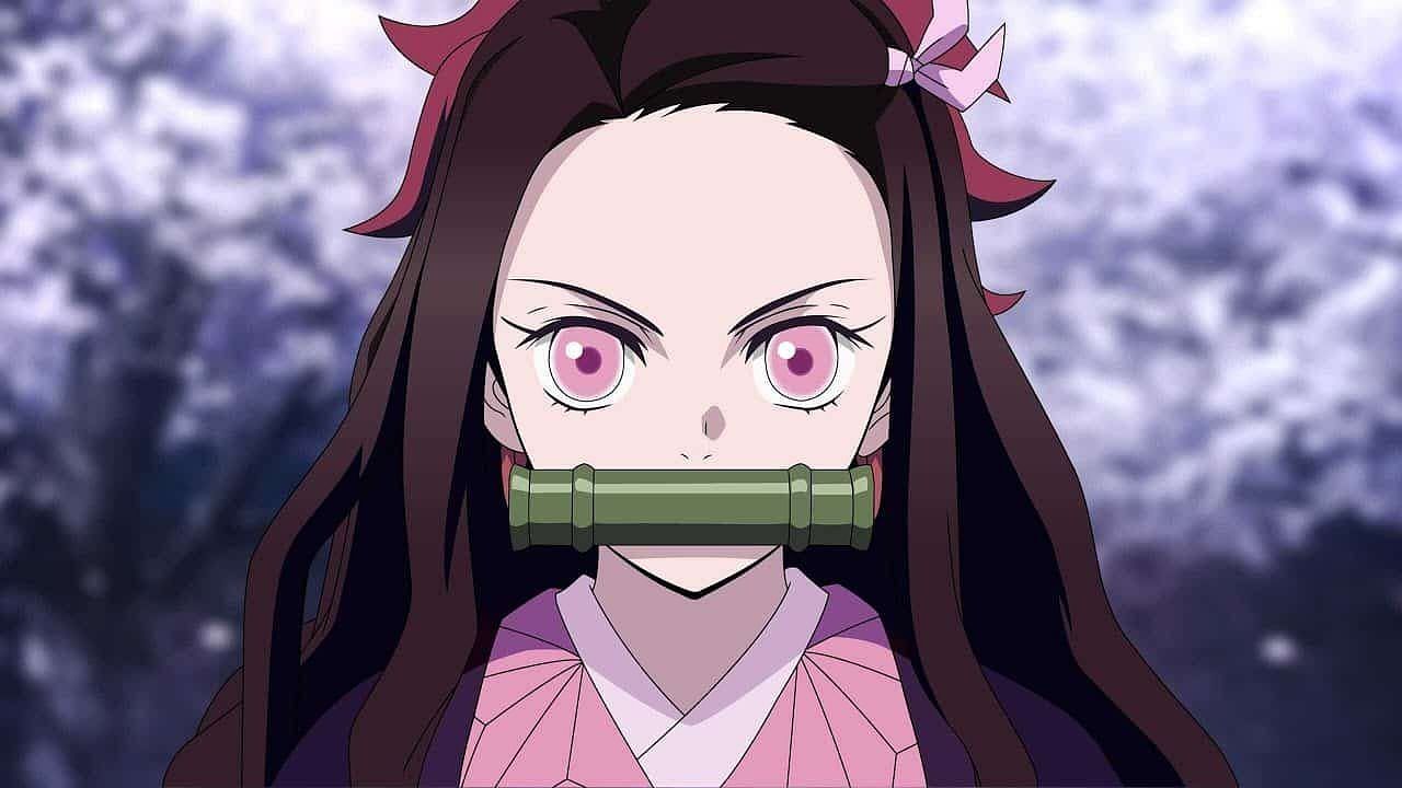 Anime girl with bamboo in her mouth