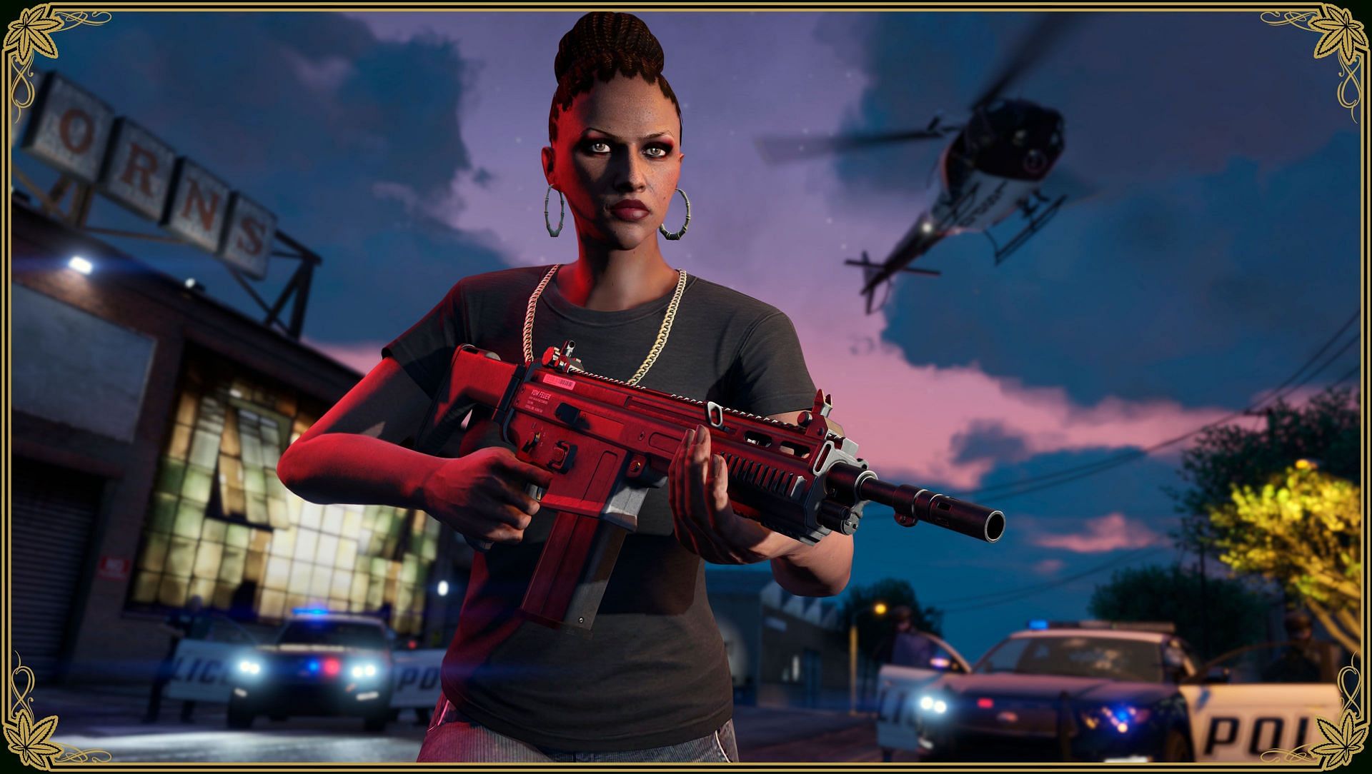 The official screenshot featuring the Heavy Rifle (Image via Rockstar Games)