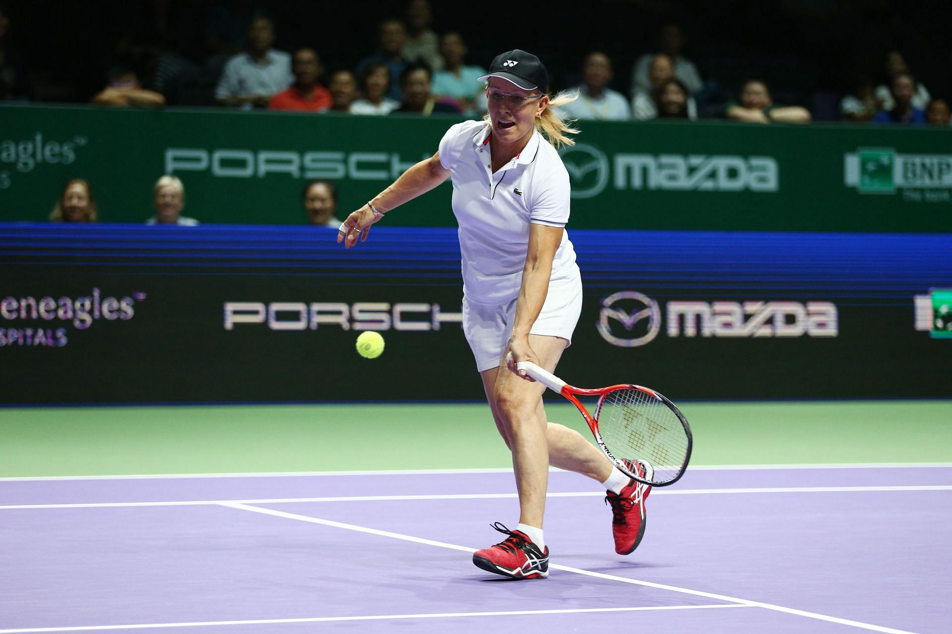 Martina Navratilova in action at a tennis event