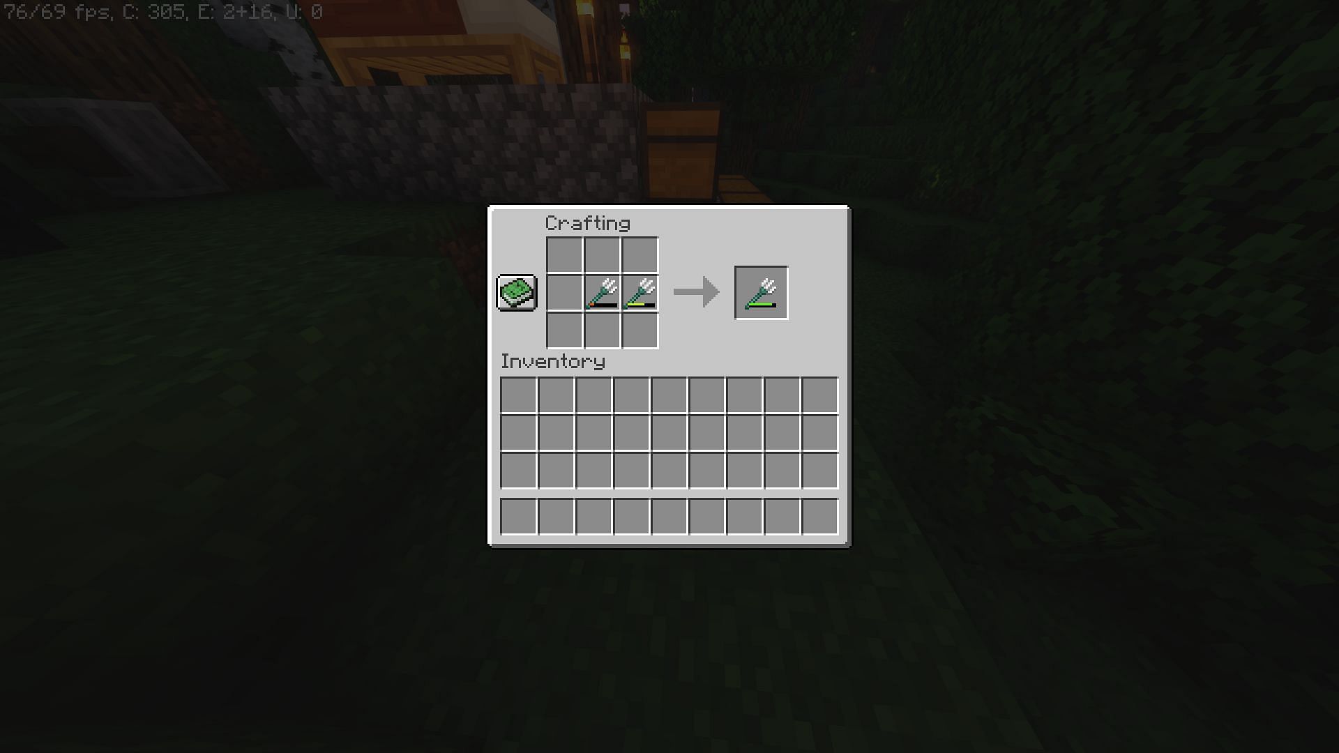 Combining tridents in a crafting table (Image via Minecraft)