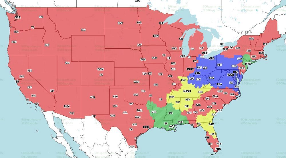 CBS Coverage Map for the games of Week 14