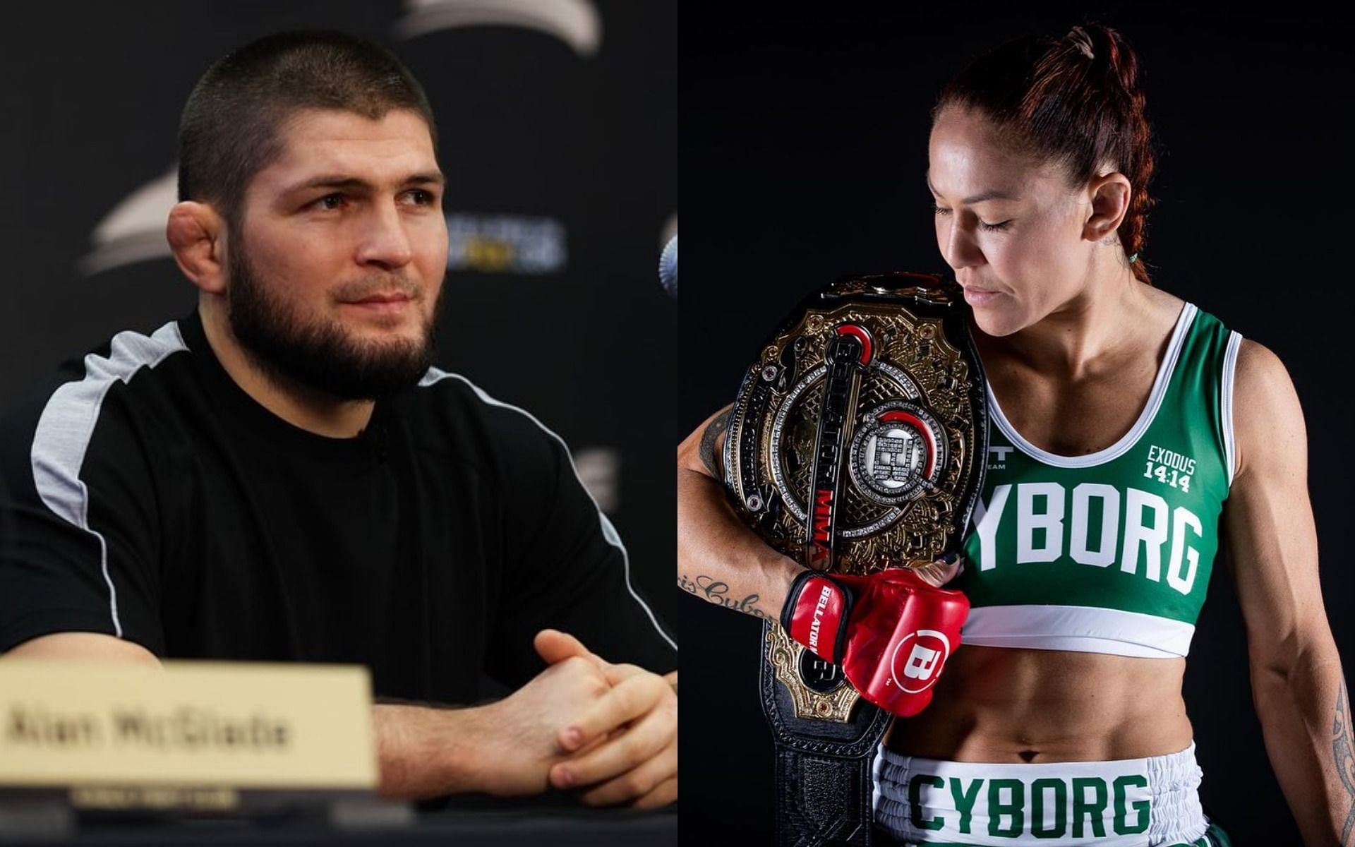 Khabib Nurmagomedov (left) Cris Cyborg (right) [Images Courtesy: @khabib_nurmagomedov @criscyborg on Instagram]