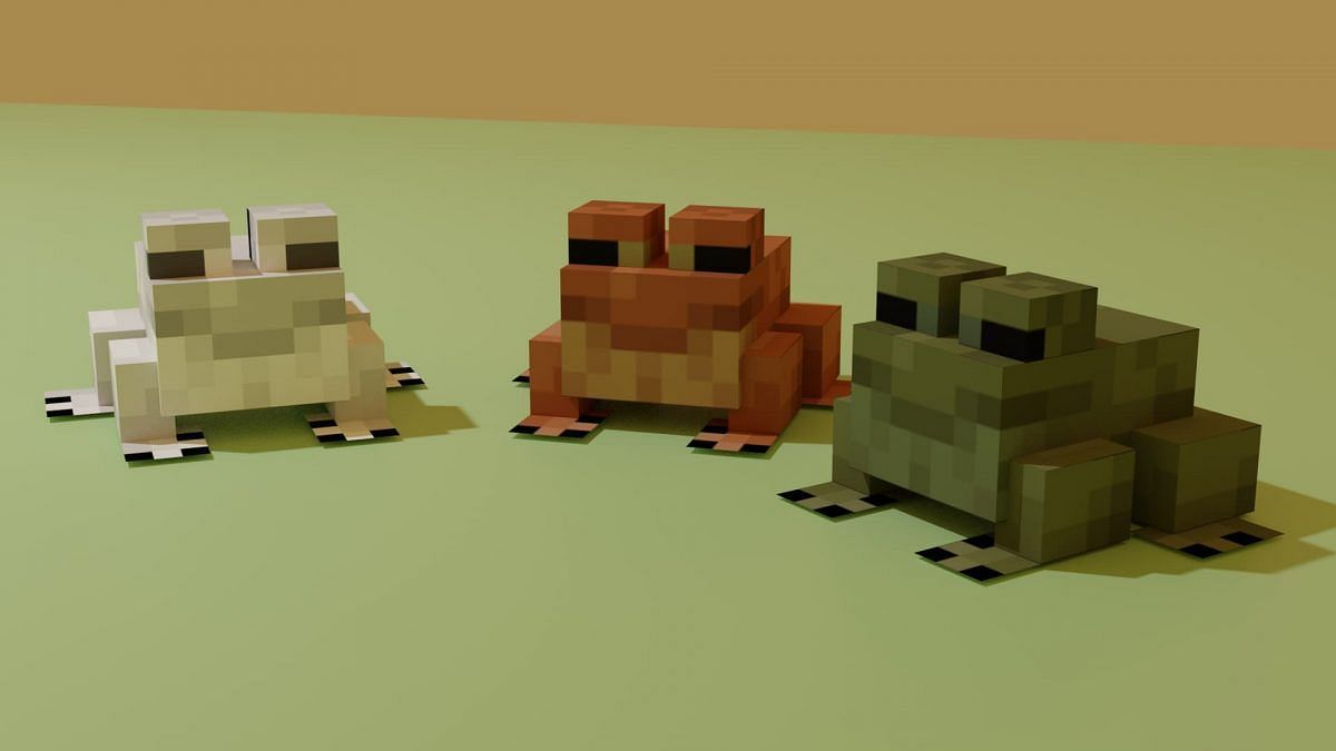 Frogs can spawn in Minecraft in three different variations (Image via Mojang)