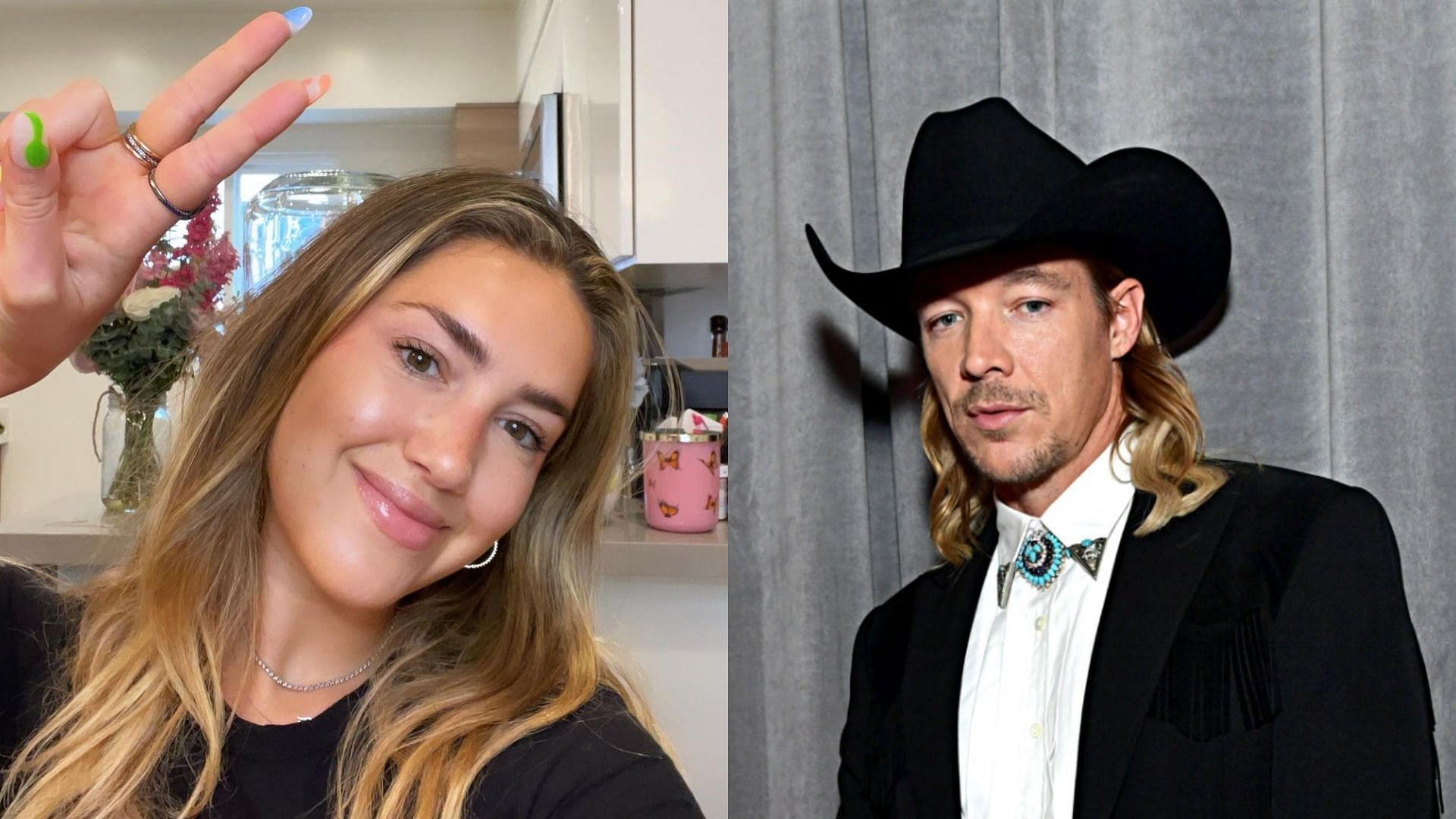 TikToker Tinx and DJ Diplo sparked romance rumors once again (Image via Tinx/Instagram and Emma McIntyre/Getty Images)