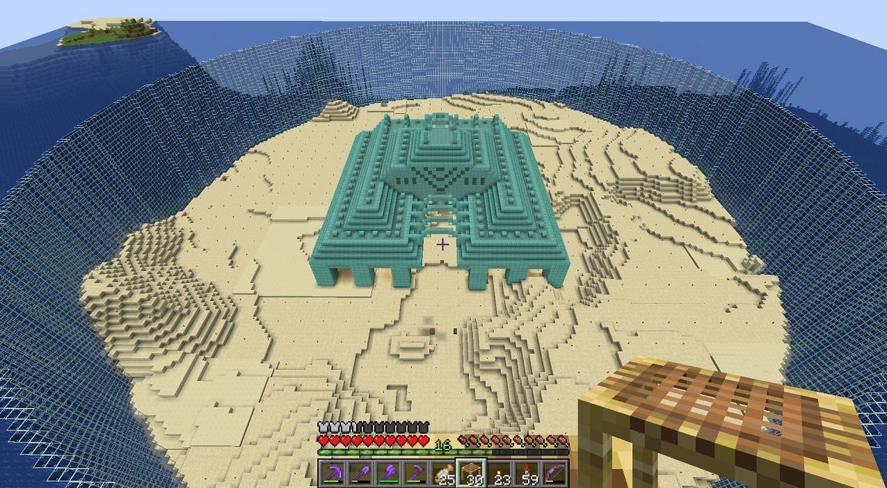 It isn&#039;t easy, but draining an ocean monument can allow for quick conquering of a monument (Image via Mojang)