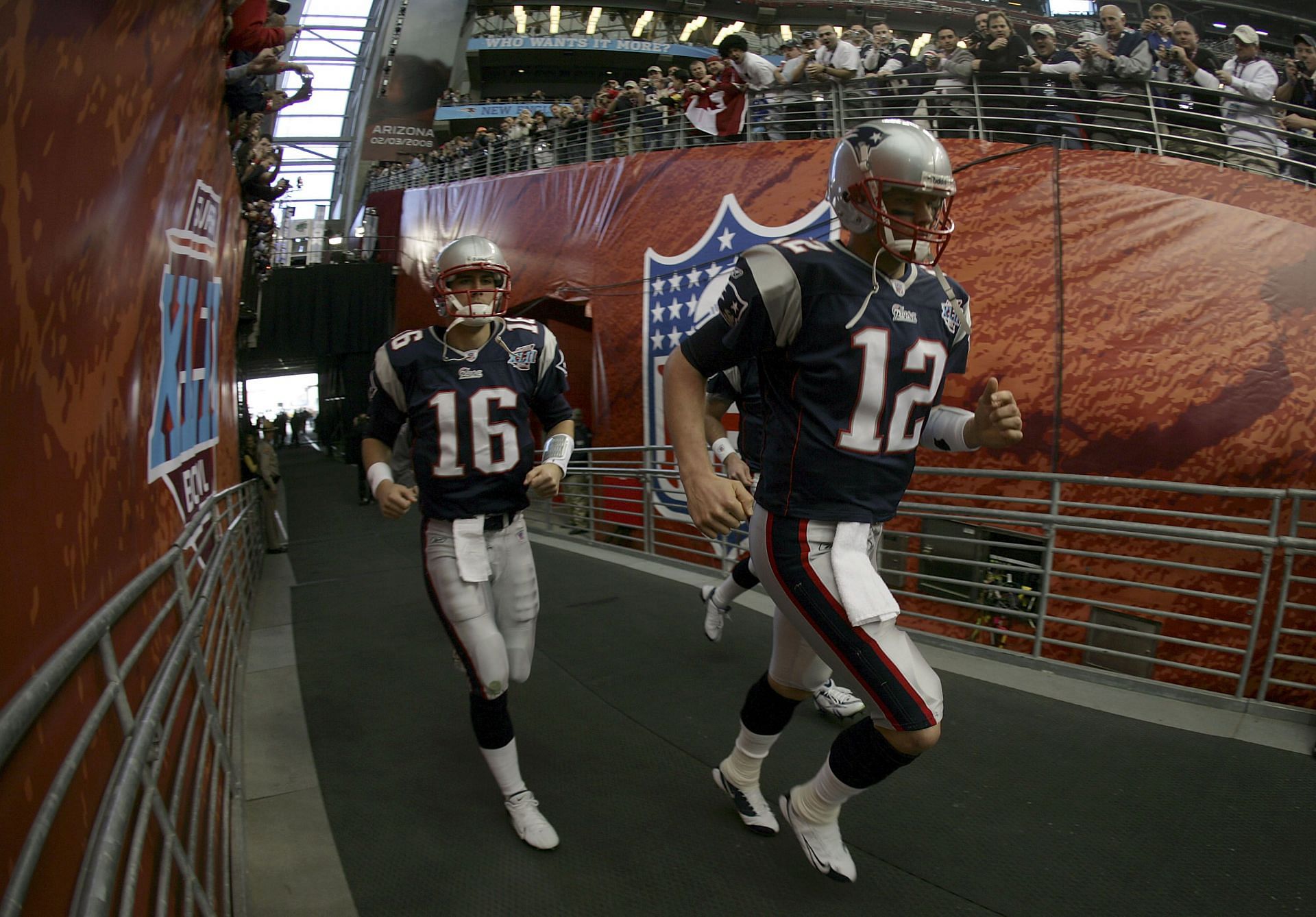 Quarterbacks Tom Brady and Matt Cassel at Super Bowl XLII