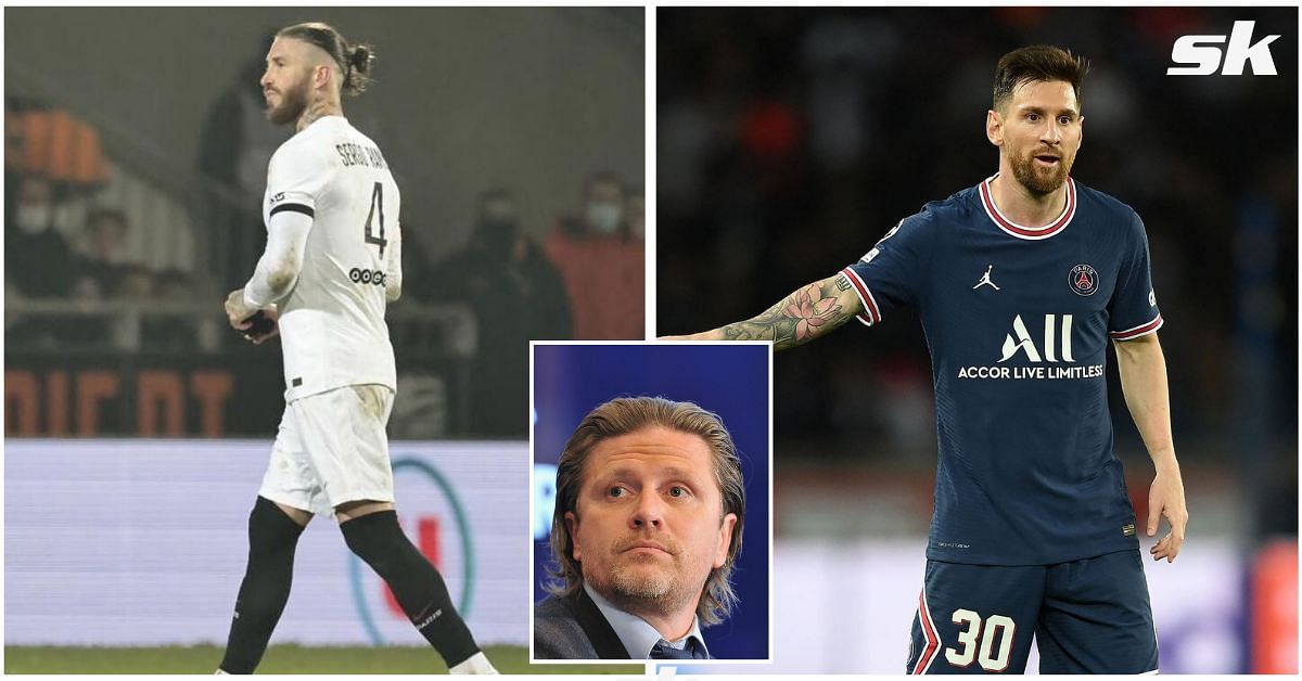PSG defender Sergio Ramos, PSG attacker Lionel Messi, and ex-French international Emmanuel Petit.