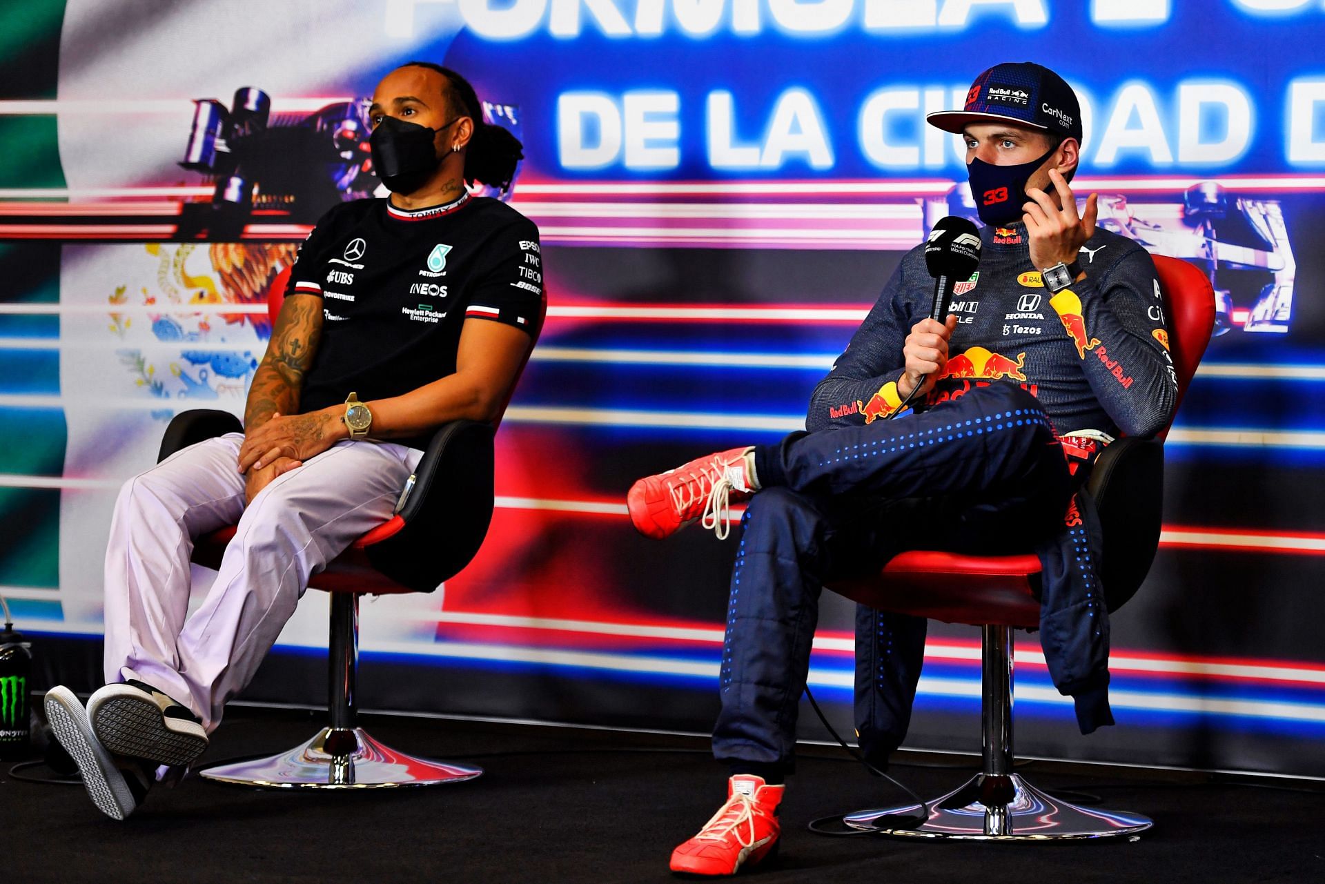 Lewis Hamilton (left) and Max Verstappen (right) were engaged in an intense battle for the championship in 2021