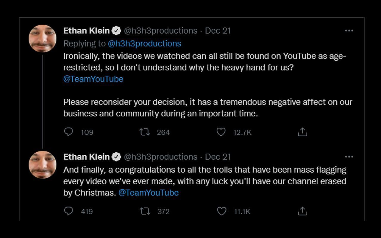 Ethan Klein tweet thread(Image via Twitter)