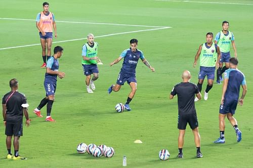 Odisha FC players practising ahead of the game. (Image Courtesy: Twitter/OdishaFC)