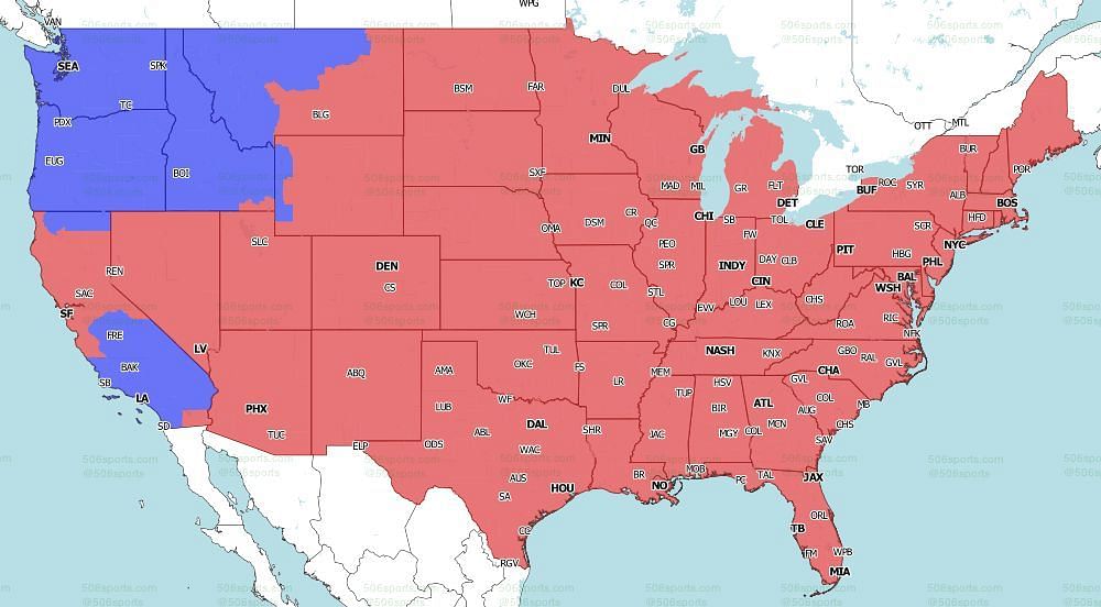 FOX Coverage Map for the games of Week 15