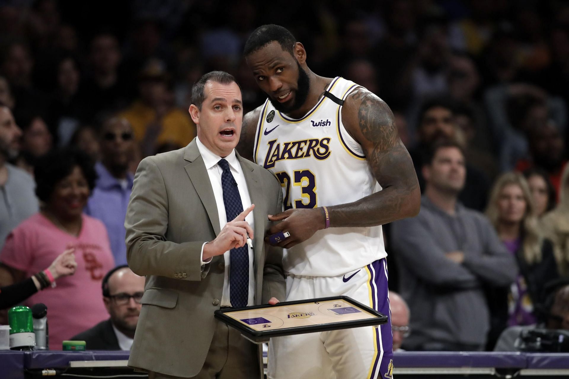 Frank Vogel has been experimenting with LeBron James playing center for the LA Lakers the past few games. [Photo: Bleacher Report]