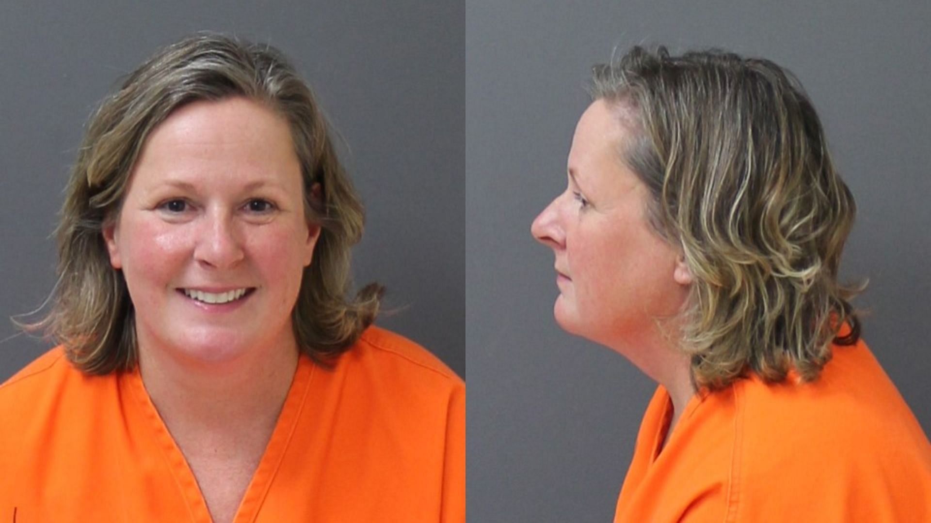Former police officer Kim Potter was seen smiling in her mugshot after being declared guilty of manslaughter for the fatal shooting of Daunte Wright (Image via Minnesota Correctional Facility)