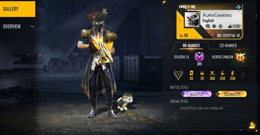 Gaming Aura's Free Fire ID, stats, K/D ratio, and more