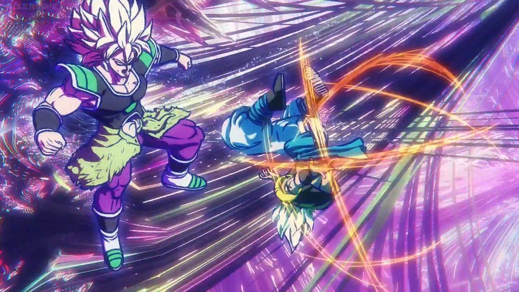 Broly and Gogeta break reality during their fight in the Dragon Ball Super: Broly movie. (Image via Toei Animation)
