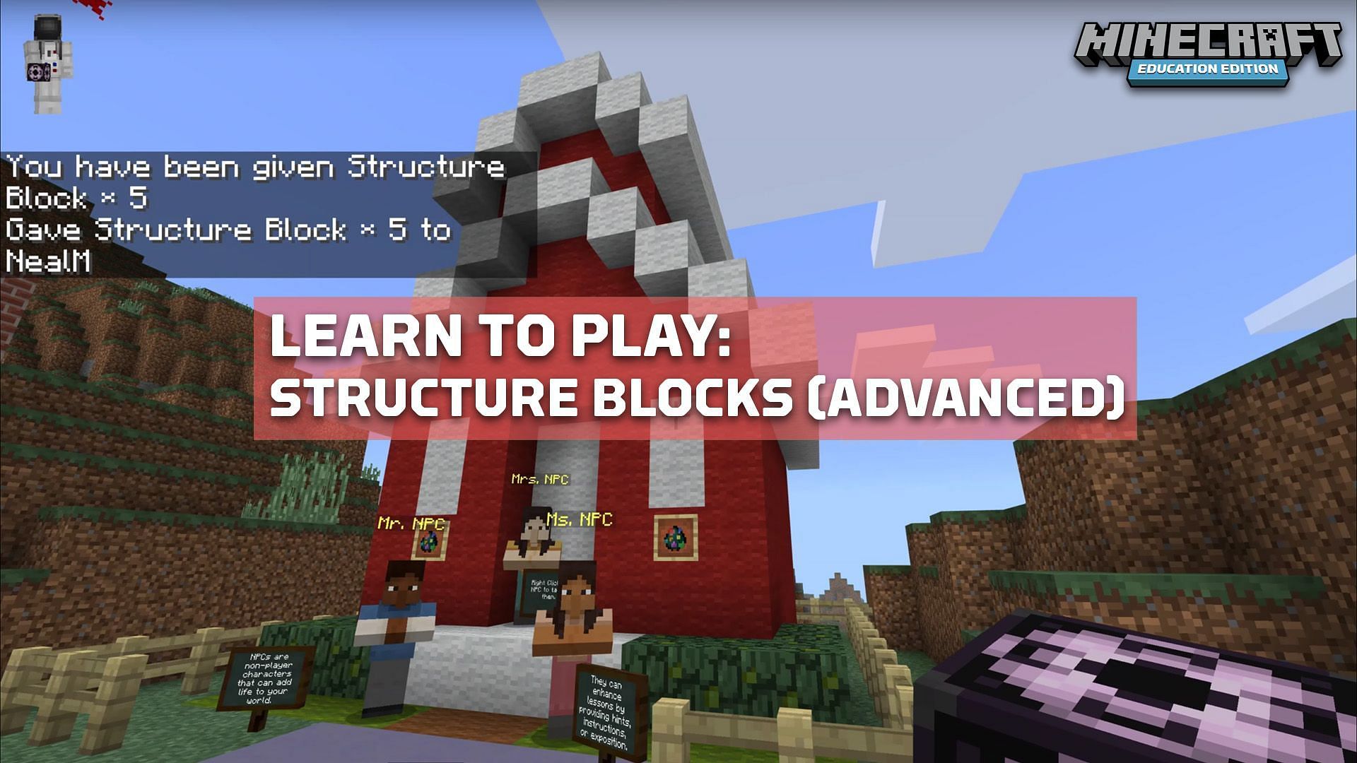 Education Edition agrega muchos bloques nuevos, como bloques de estructura (Imagen a través de Minecraft)