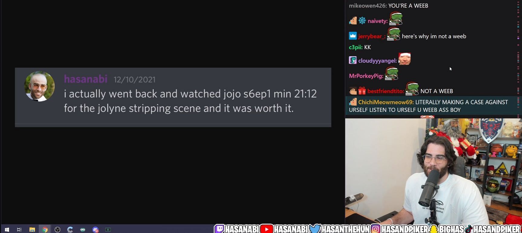 HasanAbi was &lsquo;accused&rsquo; by his Twitch viewers of being a weeb during a recent live stream. (Image via HasanAbi, Twitch)