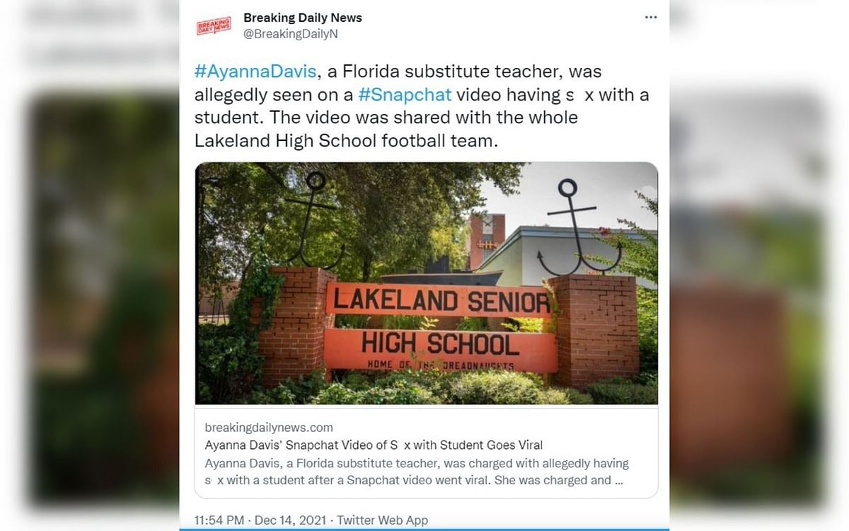 Ayanna Davis Snapchat Video Lakeland Substitute Teacher Arrested For