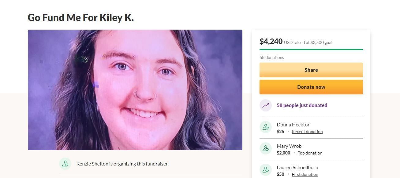 GoFundMe Fundraising Kiley Kennedy (Picture via GoFundMe)