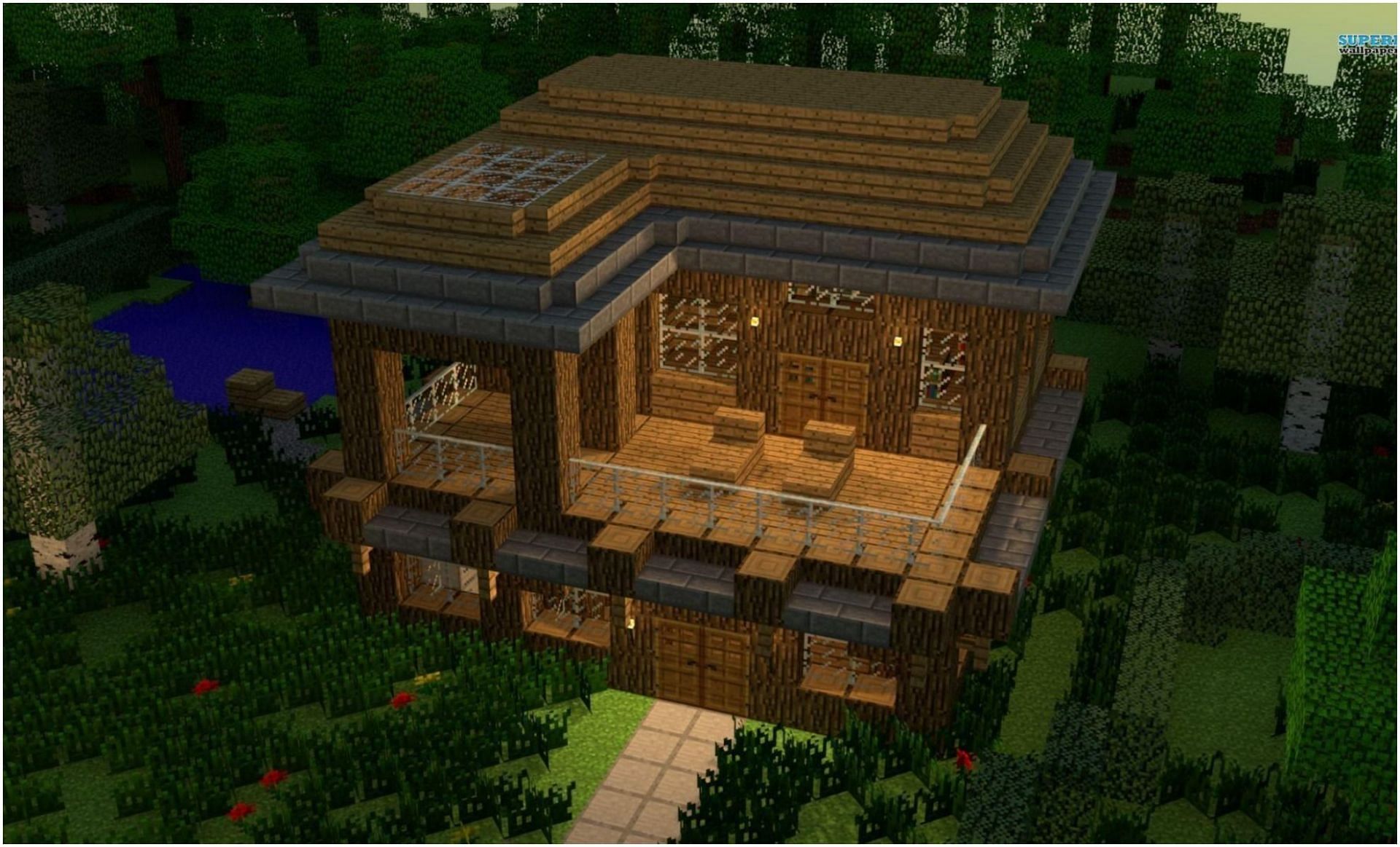 Building a base is necessary in Minecraft (Image via WallpaperCaveMinecraft)