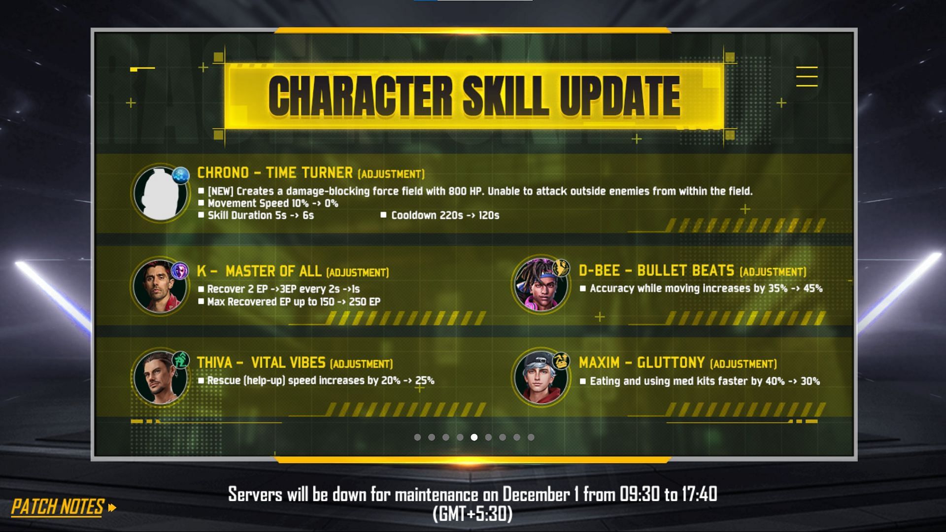 These adjustments have been made by the developers (Image via Free Fire)