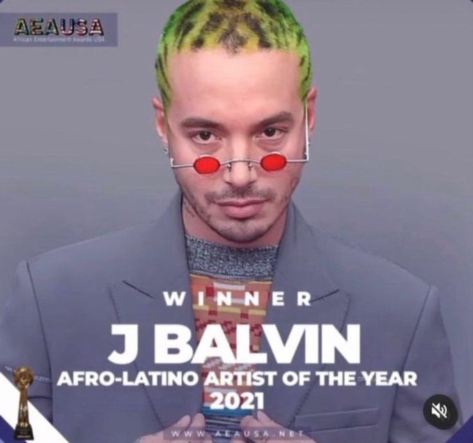 J Balvin Responds After Winning Afro-Latino Artist of the Year