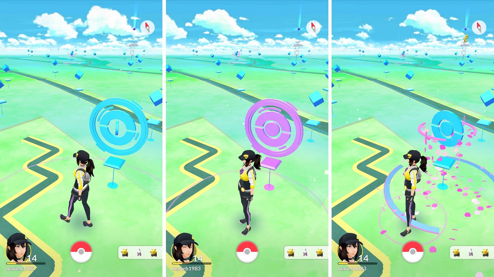 Pokestops as they appear in Pokemon GO (Image via Niantic)