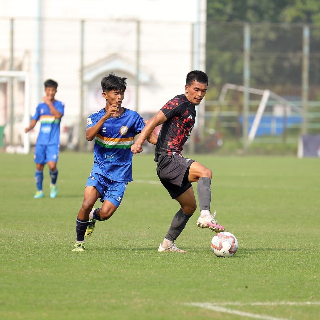 Roundglass Punjab FC&#039;s Freddy Chhangte in a pre-season friendly against Sueva Delhi FC (Image Courtesy: Roundglass Punjab FC Instagaram)