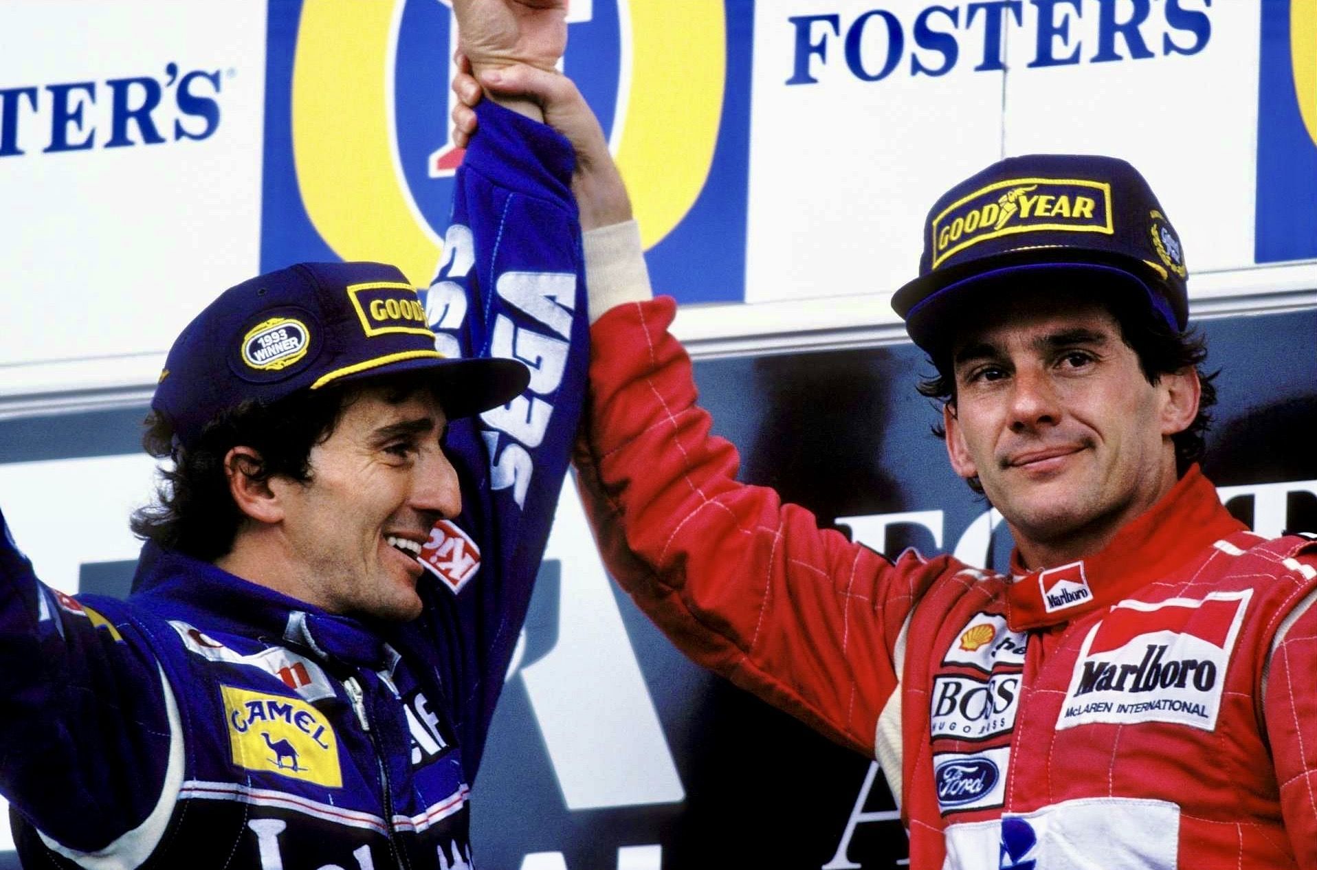 Alain Prost (left), Ayrton Senna (right) 1993 Australian Grand Prix. Courtesy:Twitter/@adelaide_gp