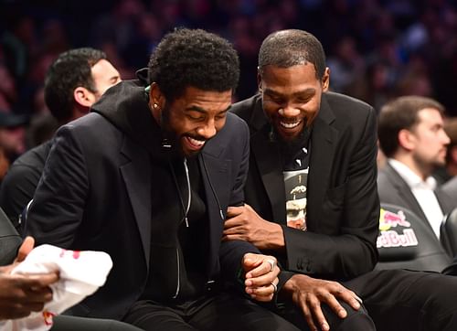 Brooklyn Nets stars Kyrie Irving, left, and Kevin Durant