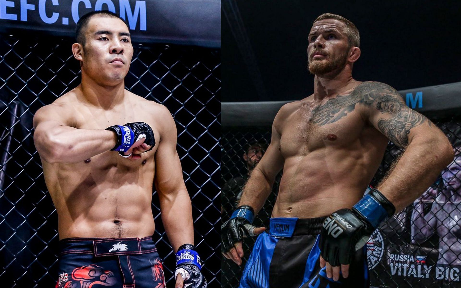 Vitaly Bigdash (right) is already quite familiar on his upcoming foe Fan Rong (left) | Photo: ONE Champiosnhip